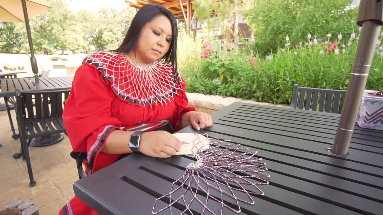 Beading demonstration at the Chickasaw Cultural Center in Oklahoma