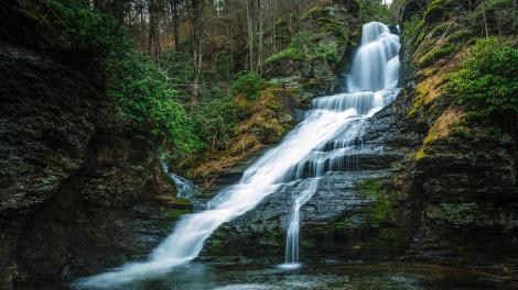 The silvery Dingmans Falls in Delaware Water Gap National Recreation Area
