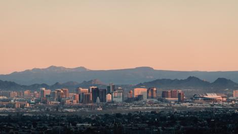 Sunrise over the Phoenix, Arizona skyline