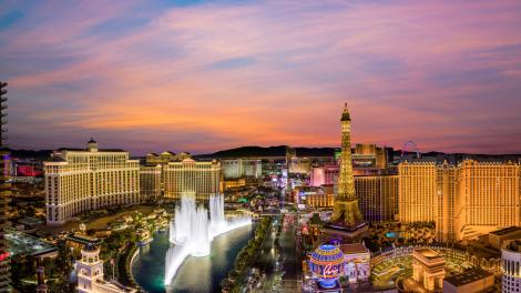 View of South Las Vegas Boulevard at dusk
