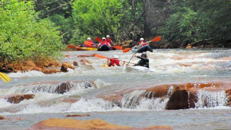 Canoeing down a river in Pennsylvania