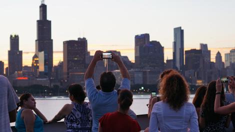 Passengers can admire the skyline from anywhere on board Odyssey Cruises