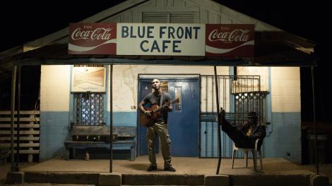 Cedric Burnside outside the Blue Front Cafe, a blues venue outside Jackson, Mississippi Cedric Burnside outside the Blue Front Cafe, a blues venue outside Jackson, Mississippi