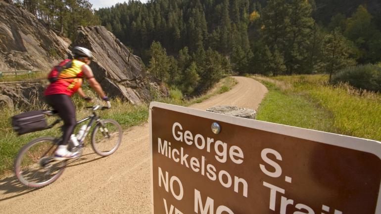 The Mickelson Trail near Rochford, between Deadwood and Mystic, leads past abandoned gold mines. 