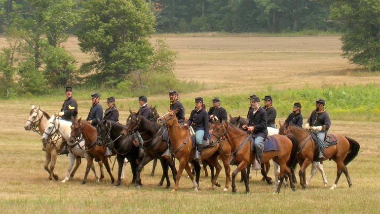 Cavalry reenacting the Battle of Gettysburg 