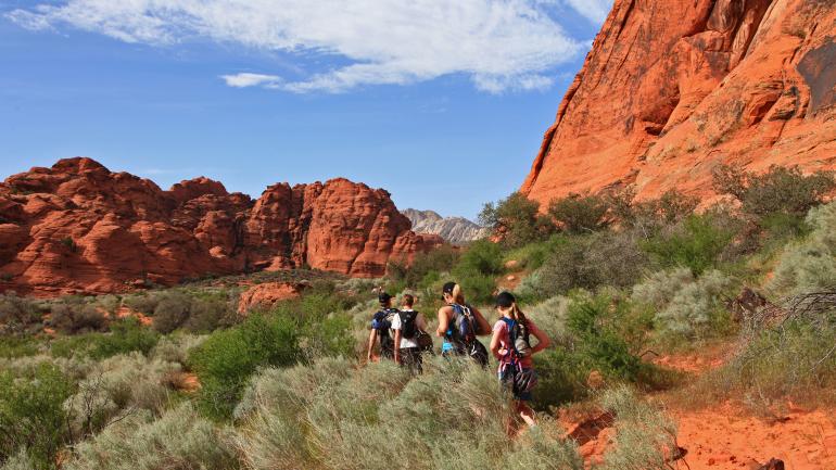Hikers in Snow Canyon State Park, Utah