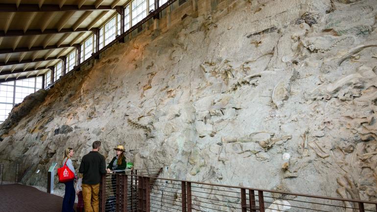 Visitors at the Dinosaur National Monument in Utah