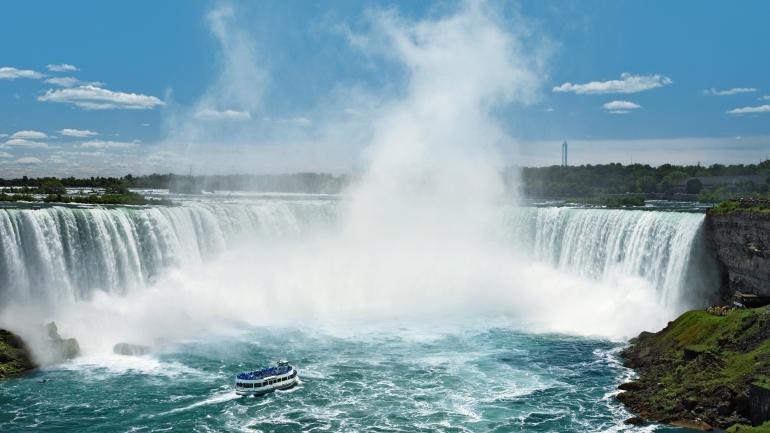 Maid of the Mist approaching the base of the falls