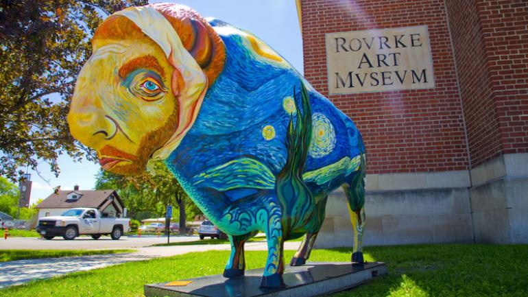 Bison sculpture at the Rourke Art Museum in Moorhead