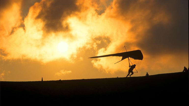 Sunset hang gliding at Jockey’s Ridge State Park 