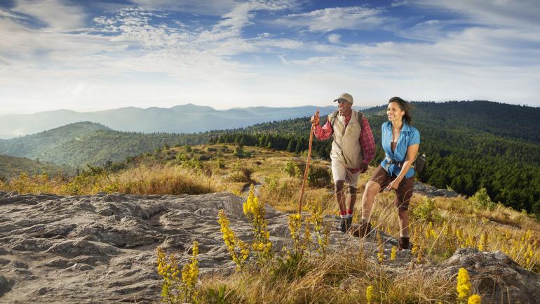 Hiking in the Blue Ridge Mountains near Asheville, North Carolina
