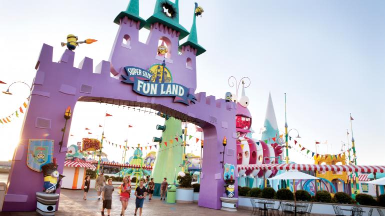 The colorful entrance to Super Silly Fun Land