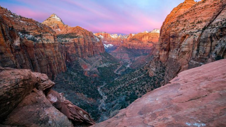 Sunset from the Canyon Overlook Trail in Zion National Park, Utah