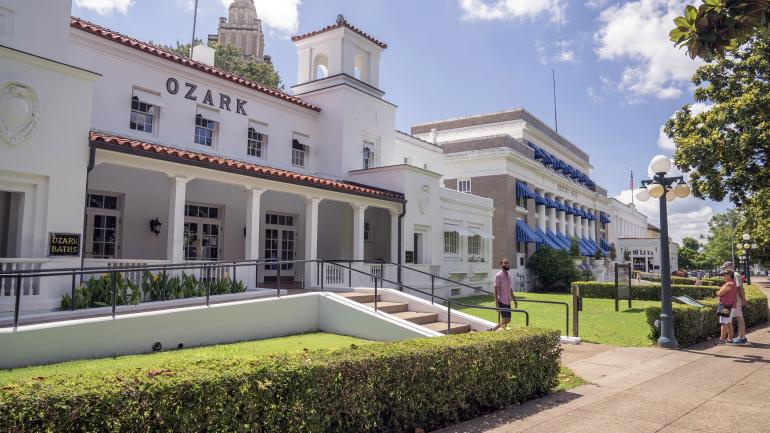 The historic buildings of Bathhouse Row in Hot Springs National Park