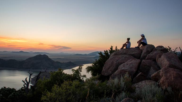 Taking in panoramic views on the New Horizon Trail in Quartz Mountain State Park near Lone Wolf