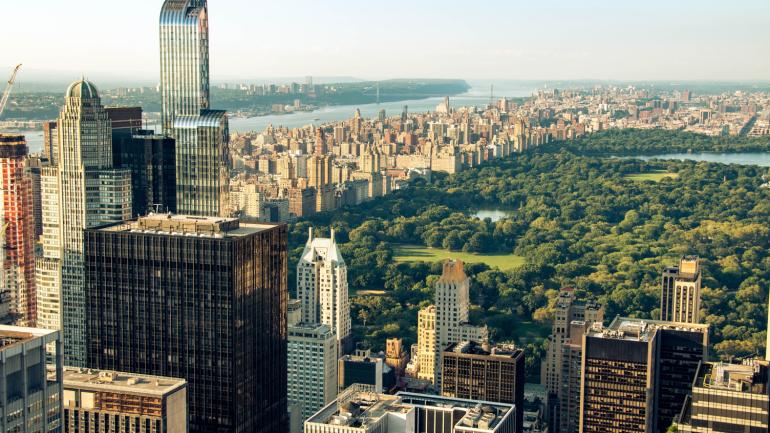 Aerial view of Central Park in the heart of Manhattan