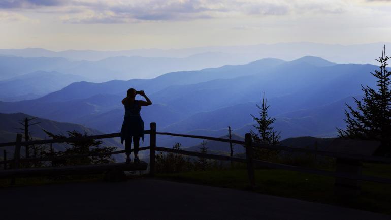 The lush peaks of Great Smoky Mountains National Park shrouded in haze