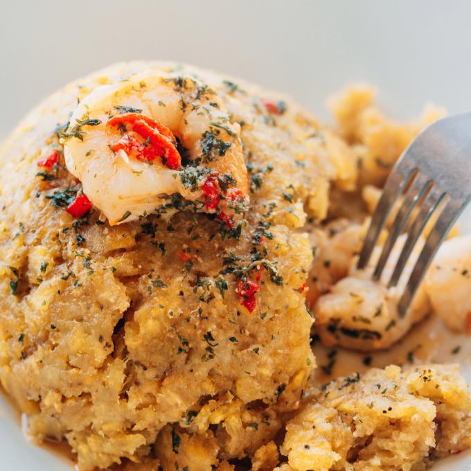 Mofongo, one of the traditional Puerto Rican dishes served in La Puntilla in Arecibo