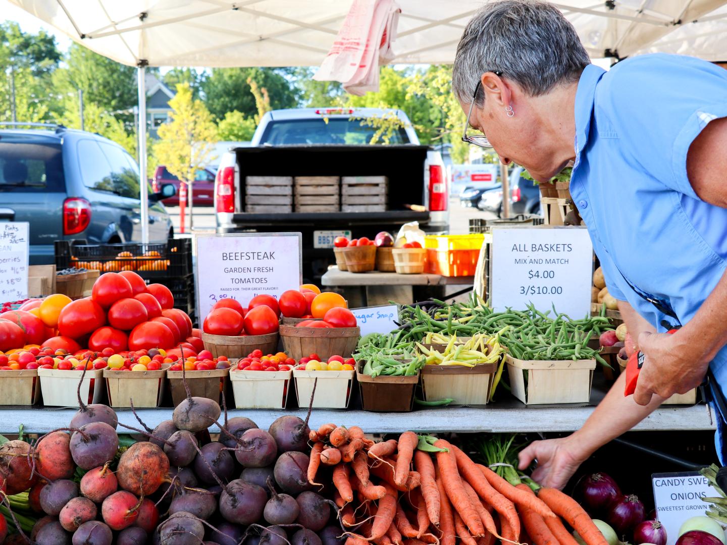 Frisches Obst und Gemüse auf dem Bauernmarkt in Holland, Michigan