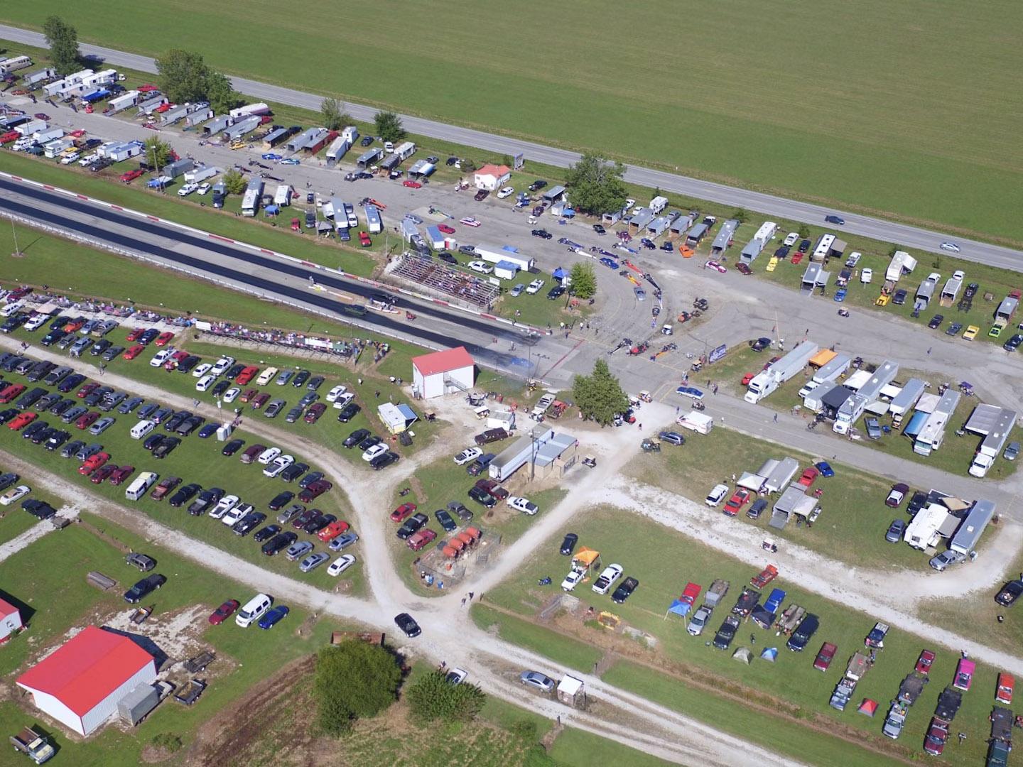 Vista aérea de la Mo-Kan Dragway en Joplin, Misuri