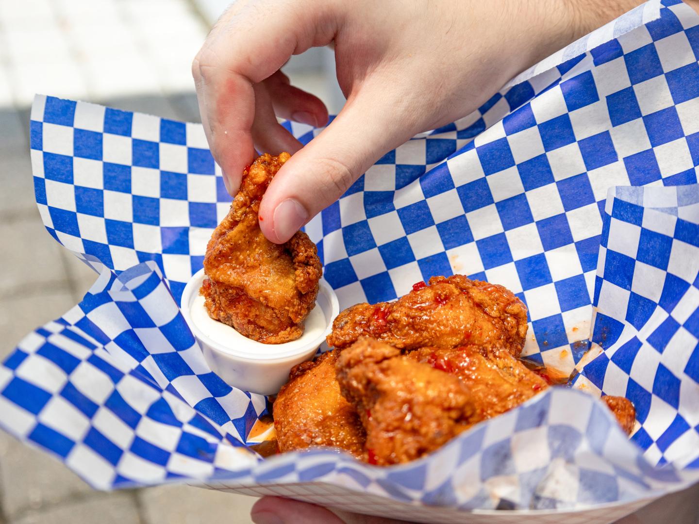 Fried chicken at the Baton Rouge Soul Food Festival in Baton Rouge, Louisiana