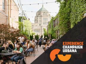 Essen unter freiem Himmel in der Innenstadt von Champaign, Illinois