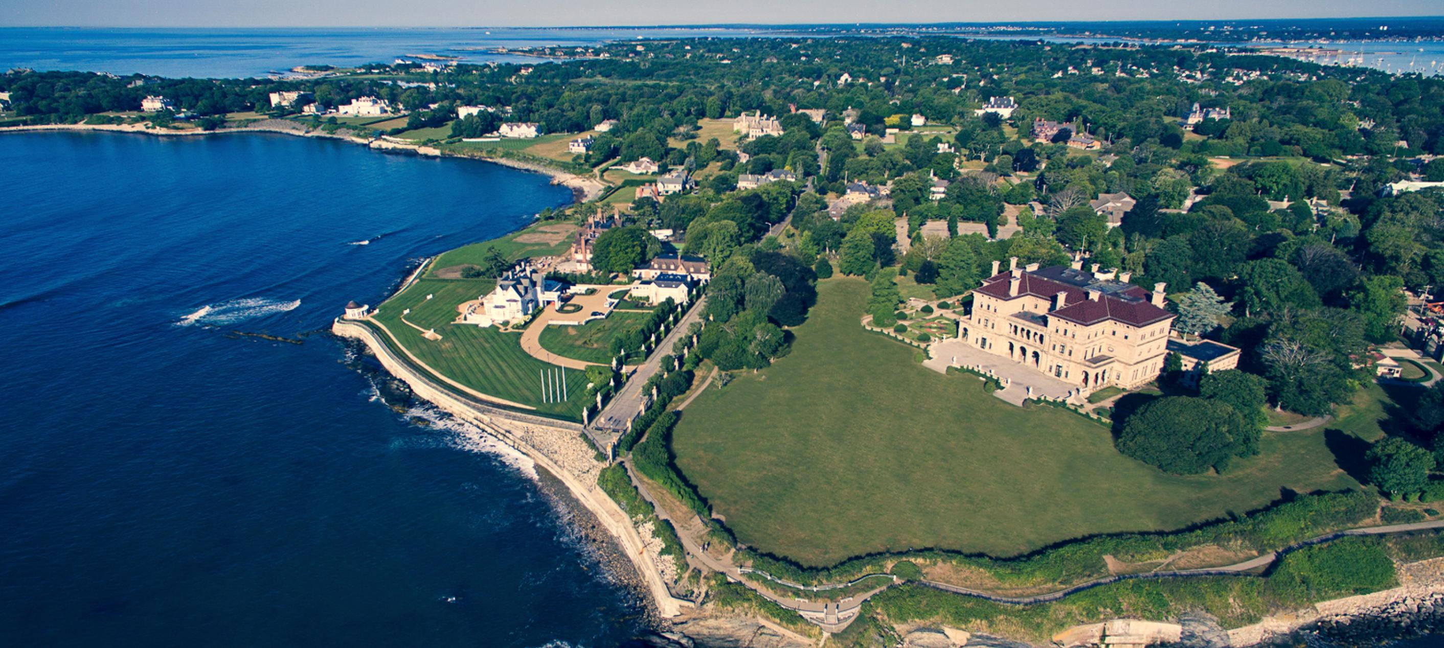 The Cliff Walk, where historic estates meet the rugged coastline, in Newport, Rhode Island