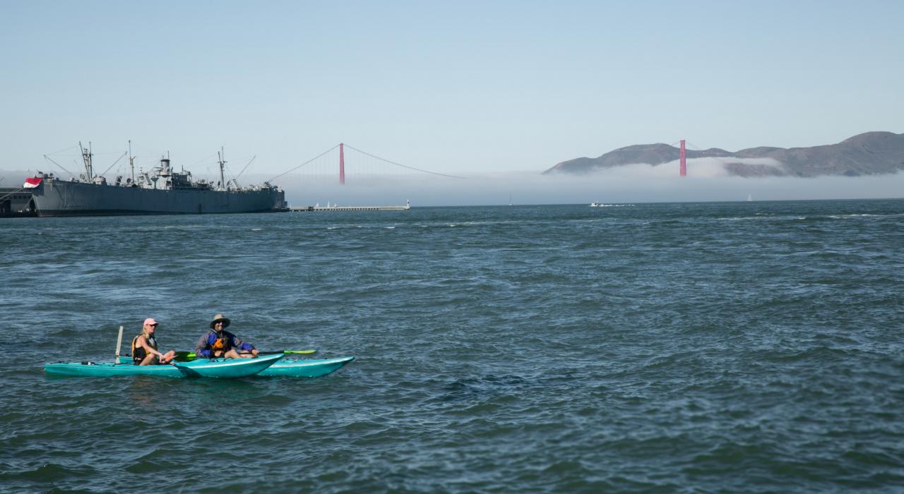 A kayak trip in the San Francisco Bay, California 