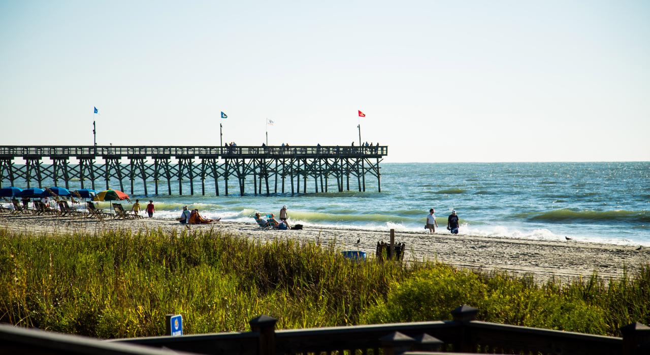 Enjoying the sand and Atlantic Ocean view on Myrtle Beach, South Carolina