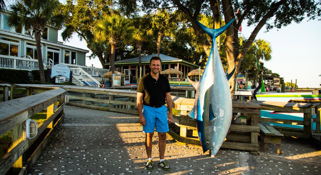 Seeing the sights at Murrells Inlet fishing village in Myrtle Beach, South Carolina