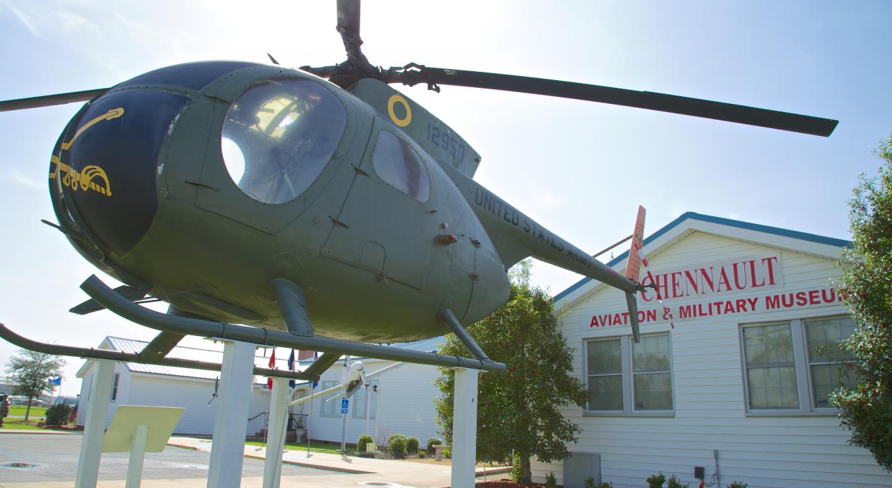 A helicopter on display at the Chennault Aviation and Military Museum of Louisiana in Monroe