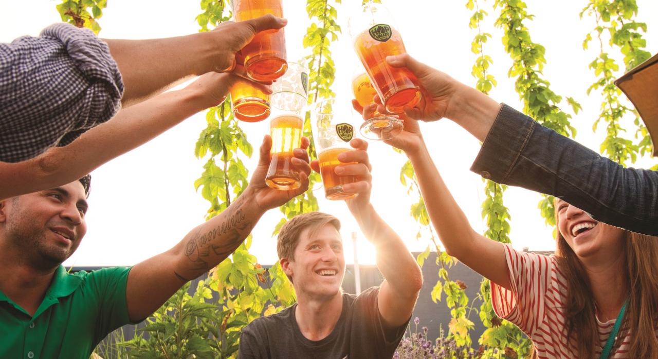 Toasting at Hop Valley Brewing in Eugene, Oregon