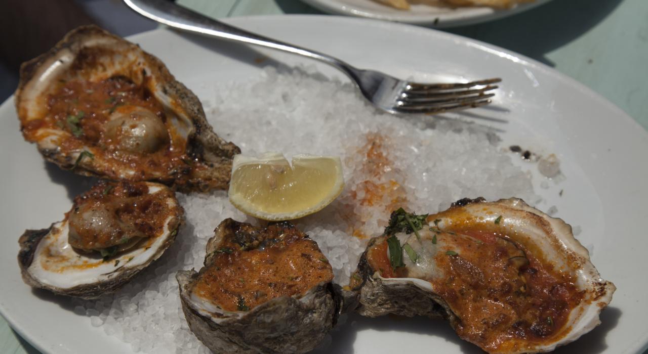 An oyster dish at Tin Can Fish House & Oyster Bar