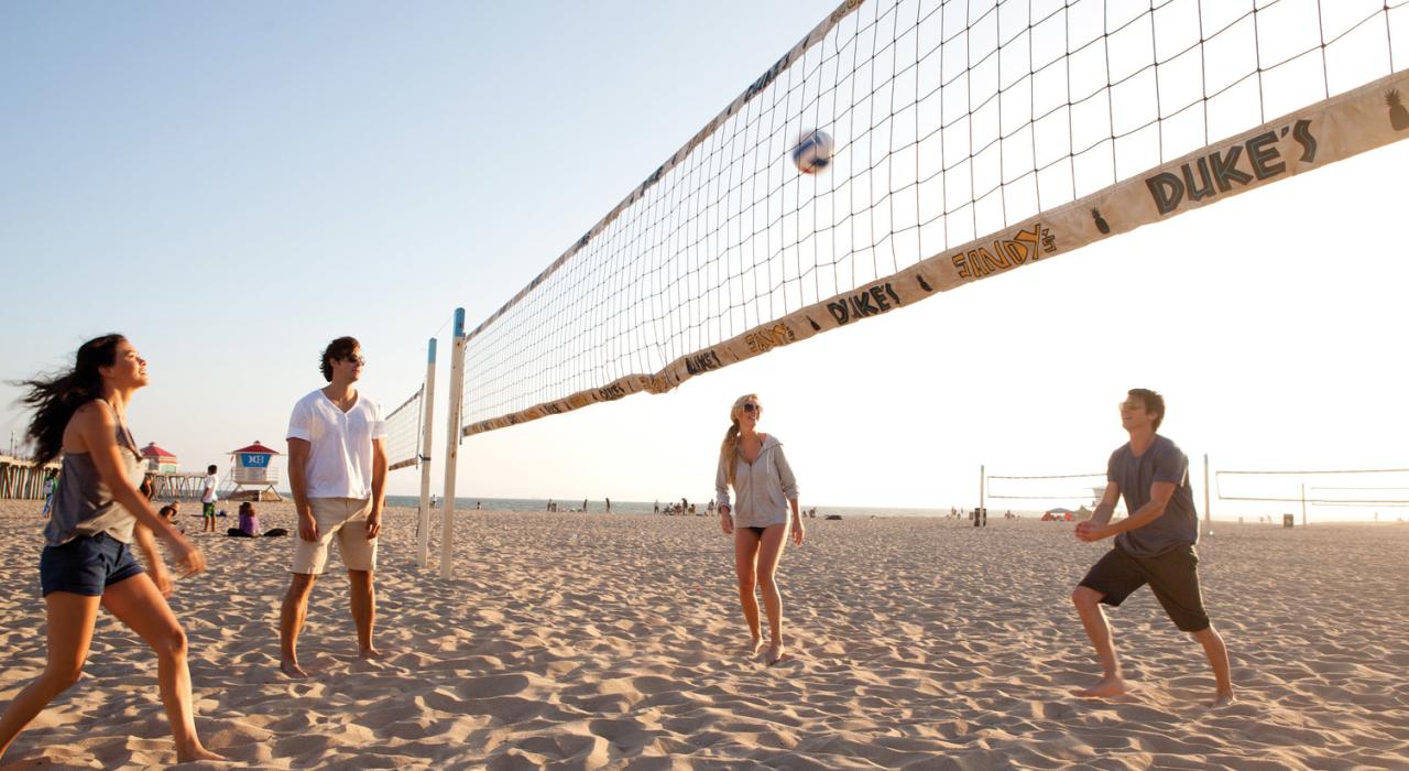 A friendly volleyball game 