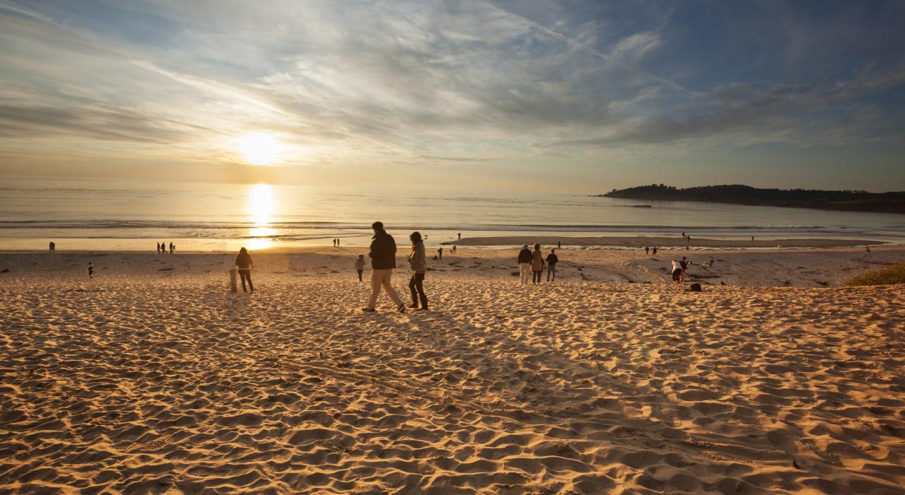 Strolling the Carmel coastline right at dusk