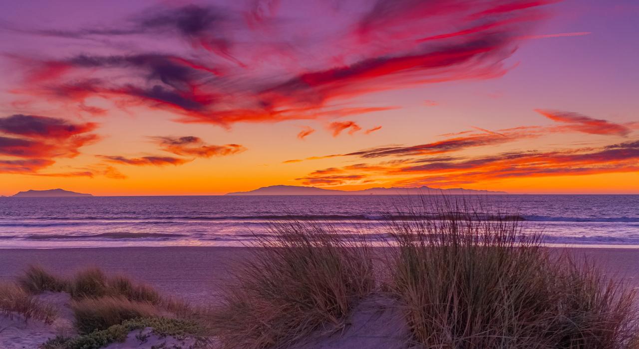 Explosion of colors at sunset at Mandalay State Beach